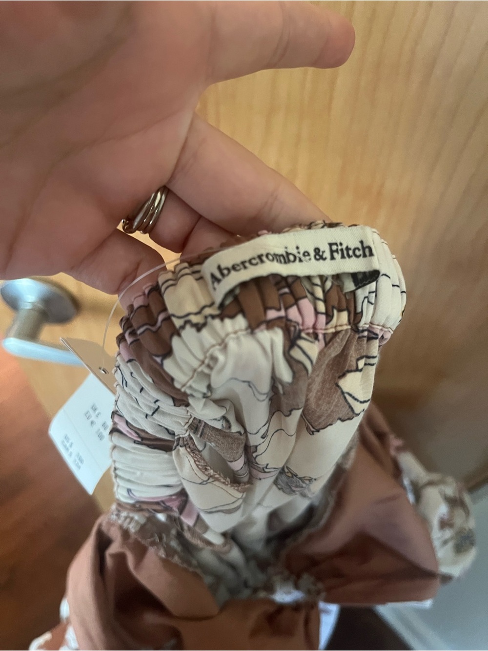 Abercrombie & Fitch Cream Maxi Dress with Mauve & Brown Floral Print - Picture 5 of 8